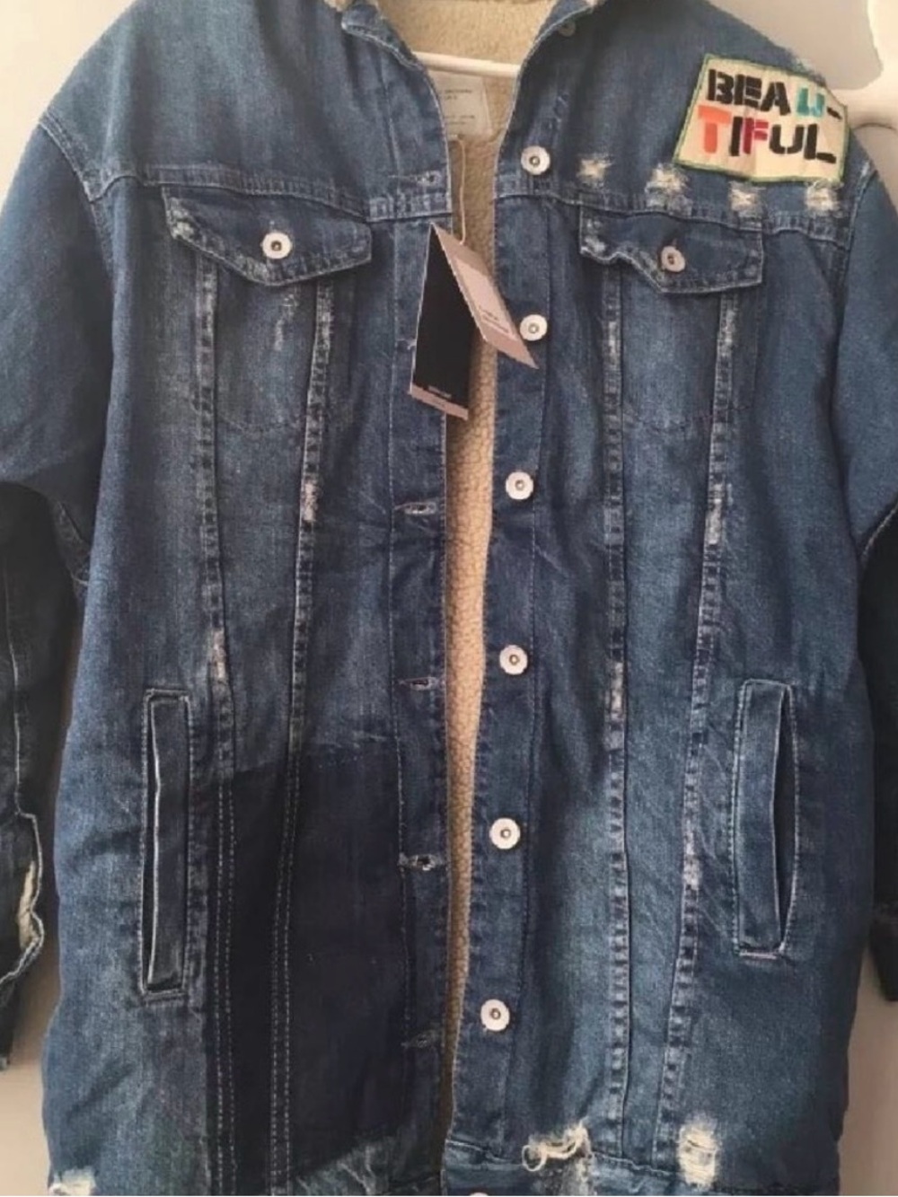 NWT Zara Trafaluc Shearling Denim Coat/Jacket! - Picture 4 of 5